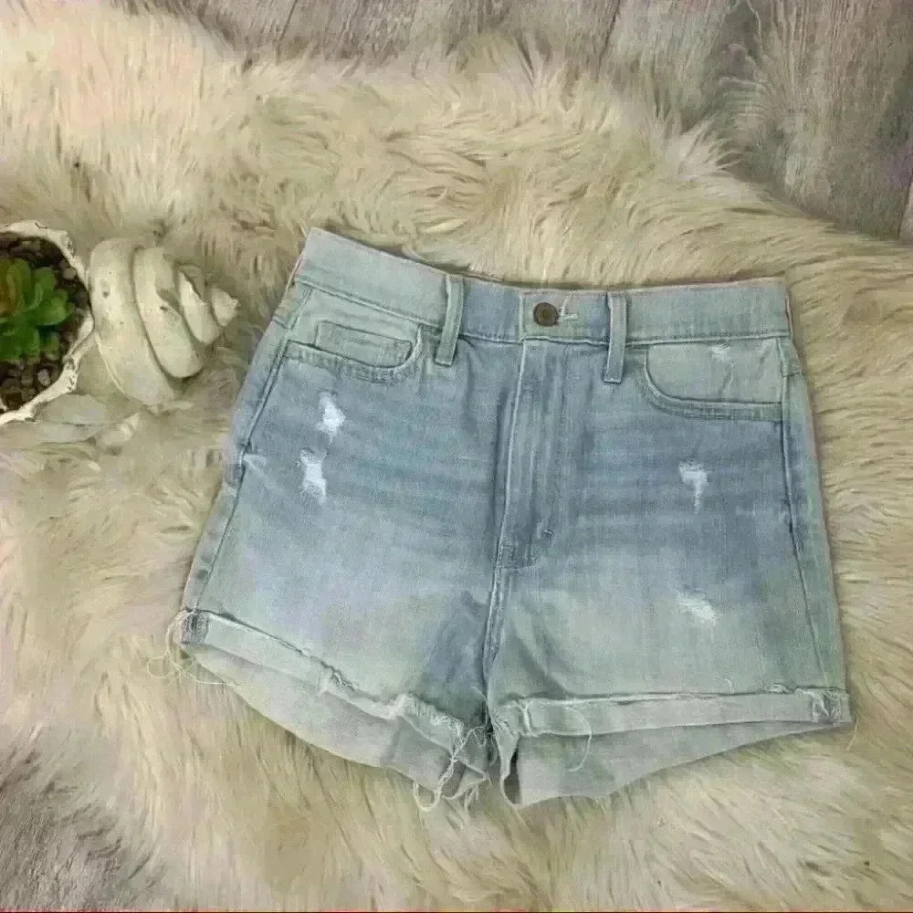 Hollister light watch high rise cutoff roll hemmed shorts 25 or 1